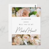 Carte Postale Elégante florale Maid of Honor Proposition (Devant / Derrière)