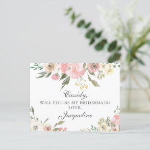 Carte Postale Élégante Flore Rose Serez-Vous Ma Femme D'Accueil