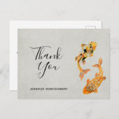 Carte Postale Elégante Gold Koi FishMerci (Devant / Derrière)