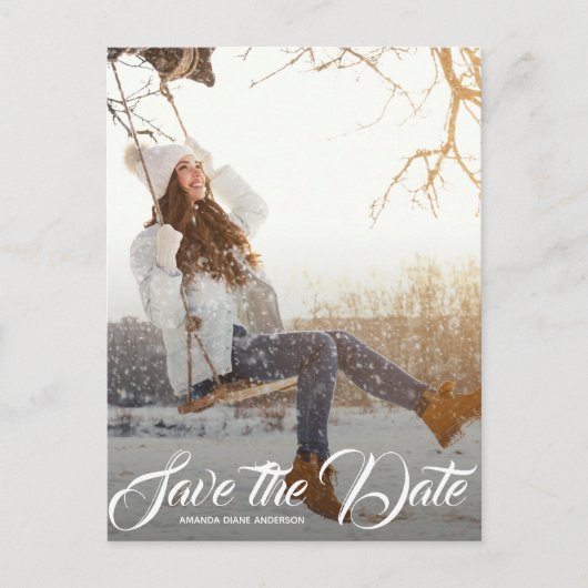 Carte Postale Élégante Graduation de script ENREGISTRER LA DATE (Devant)