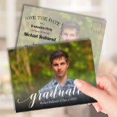 Carte Postale Élégante Graduation de script ENREGISTRER LA DATE