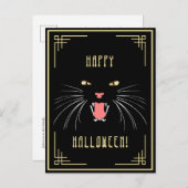 Carte postale élégante Halloween Hissing Chat noir (Devant / Derrière)
