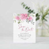 Carte Postale Élégante Hydrangea Rose Save the Date de Mariage (Debout devant)