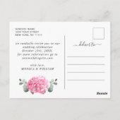 Carte Postale Élégante Hydrangea Rose Save the Date de Mariage (Dos)