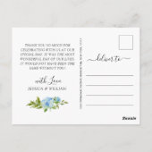 Carte Postale Elégante Hydrangée Bleue Merci verdoyant (Dos)