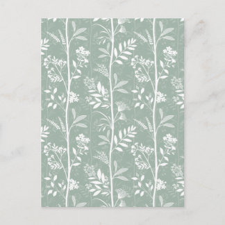 Carte Postale Élégante illustration de fleurs sauvages vert saug