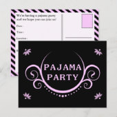 Carte Postale élégante invitation à la fête du pyjama (Devant / Derrière)