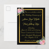 Carte Postale Elégante Invitation Black and Gold (Devant / Derrière)