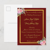 Carte Postale Elégante invitation rouge et or (Devant / Derrière)