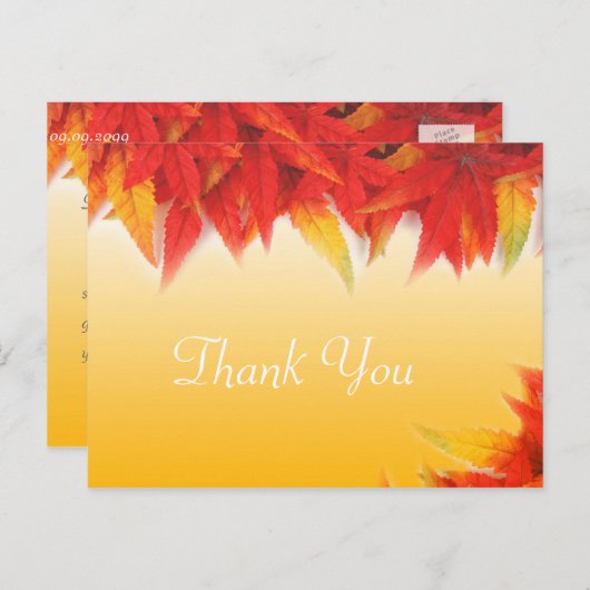 Carte Postale Elégante, jolie mariage de automne faveur merci (Devant / Derrière)