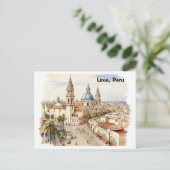Carte Postale Elégante Lima Pérou aquarelle Panorama (Debout devant)