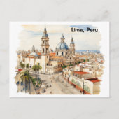 Carte Postale Elégante Lima Pérou aquarelle Panorama (Devant)