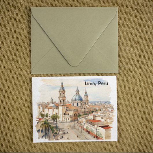 Carte Postale Elégante Lima Pérou aquarelle Panorama