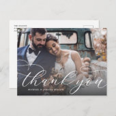 Carte postale élégante Mariage de script Merci (Devant / Derrière)