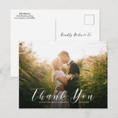 Carte postale élégante Mariage de script Merci (Devant / Derrière)