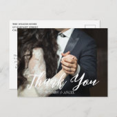 Carte postale élégante Mariage de script Merci (Devant / Derrière)