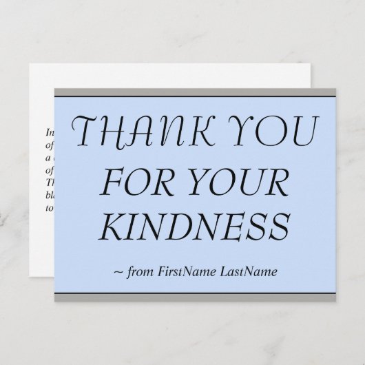 Carte postale élégante "MERCI DE VOTRE GENTILLESSE (Devant / Derrière)