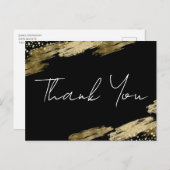 Carte postale élégante Merci Noir et Or (Devant / Derrière)