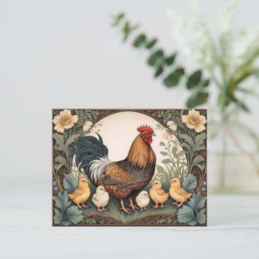 Carte Postale Élégante Mère Hen Avec Poussins (Debout devant)
