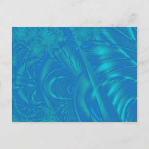 Carte Postale Elégante Motif Abstrait Bleu. Art Fractal.