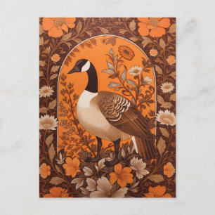 Carte Postale Élégante Oie Canadienne Inspirée de William Morris