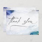 Carte postale élégante or Merci Script Watercolor (Devant / Derrière)