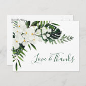 Carte Postale Elégante Orchidées Blanches Merci Mariage de Bohêm (Devant / Derrière)