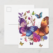 Carte postale élégante papillon (Devant / Derrière)