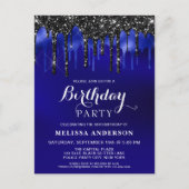 Carte Postale Elégante Parties scintillant Bleue Noir Lecteurs A (Devant)