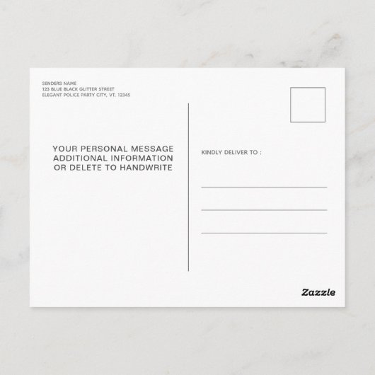 Carte Postale Elégante Parties scintillant rouge Bleu Dérive Pat (Dos)