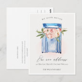 Carte Postale Elégante Pêche Blue Floral Boîte aux lettres Nous  (Devant / Derrière)