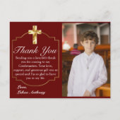 Carte Postale Élégante photo de confirmation de croix dorée de B (Devant)