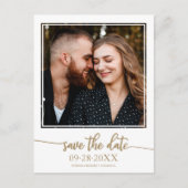 Carte Postale Élégante Photo de Mariage à l'Écriture Dorée Save (Devant)