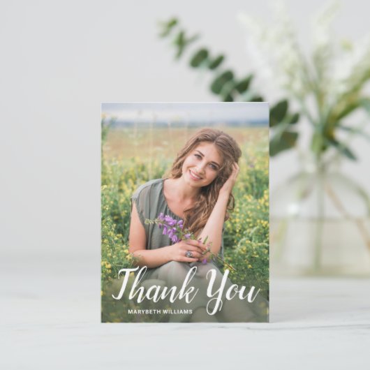 Carte Postale Élégante photo de script blanc (Debout devant)