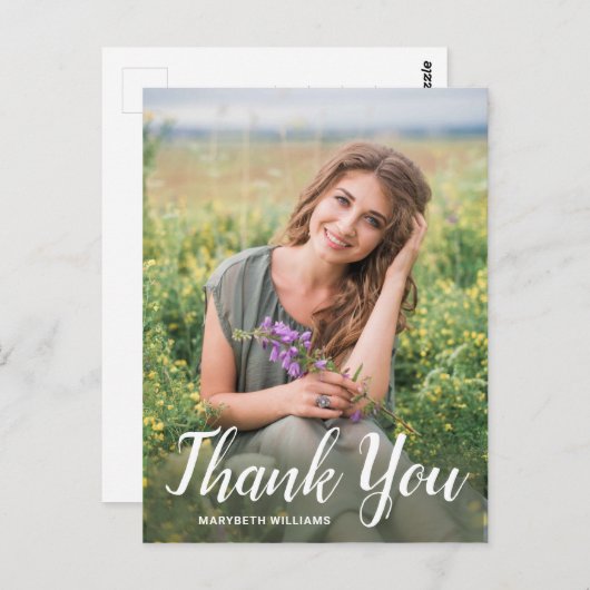 Carte Postale Élégante photo de script blanc (Devant / Derrière)