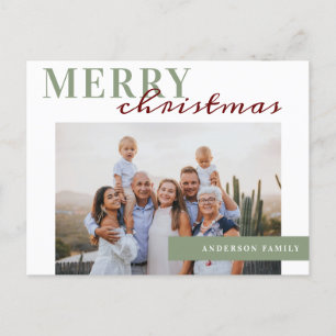 Carte Postale Élégante photo Joyeux Noël Famille