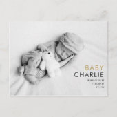 Carte Postale Elégante photo Merci de naissance bébé (Devant)