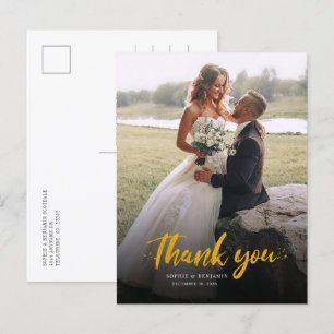 Carte Postale Elégante photo Merci Mariage moderne