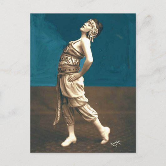 Carte Postale Élégante photo Vintage Harem Dancer 1920 (Devant)