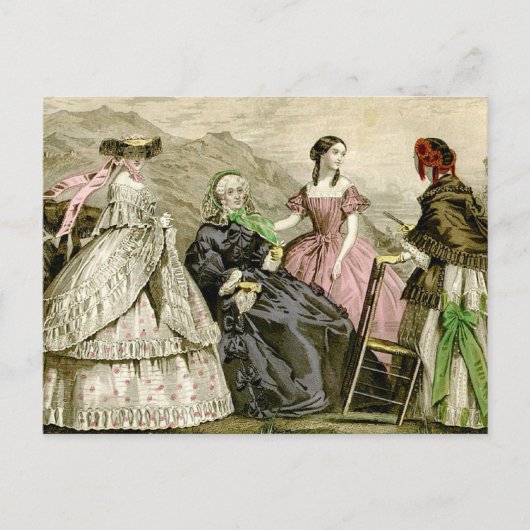 Carte Postale Élégante Plaque de mode pour dames de l'époque vic (Devant)