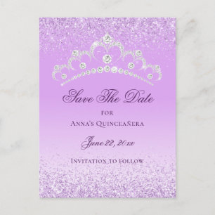 Carte Postale Élégante Quinceanera Violet Lumière Enregistrer La