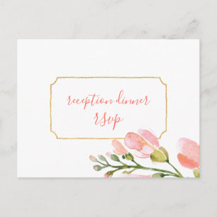 Carte Postale Elégante Réception or Floral Coral RSVP