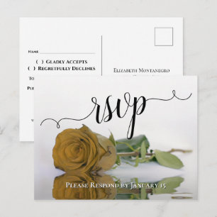 Carte Postale Elégante réponse de mariage Rose dorée réfléchissa