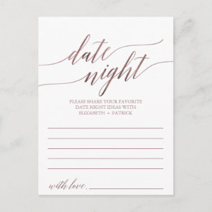 Carte Postale Elégante Rose Gold Calligraphie Date Idée de nuit