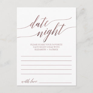 Carte Postale Elégante Rose Gold Calligraphie Date Idée de nuit 