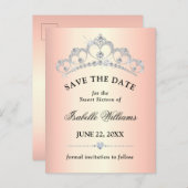 Carte Postale Élégante Rose Gold Sweet 16 Save The Date (Devant / Derrière)