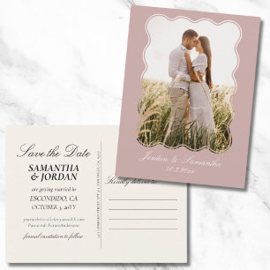 Carte postale élégante rose poudré pour mariage 'S