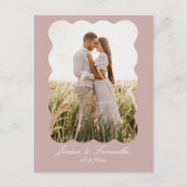 Carte postale élégante rose poudré pour mariage 'S (Devant)