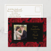 Carte Postale Élégante Rose rouge - Merci Mariage (Devant / Derrière)