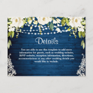Carte Postale Elégante Roses Blanches Rustique Mariage Détails C